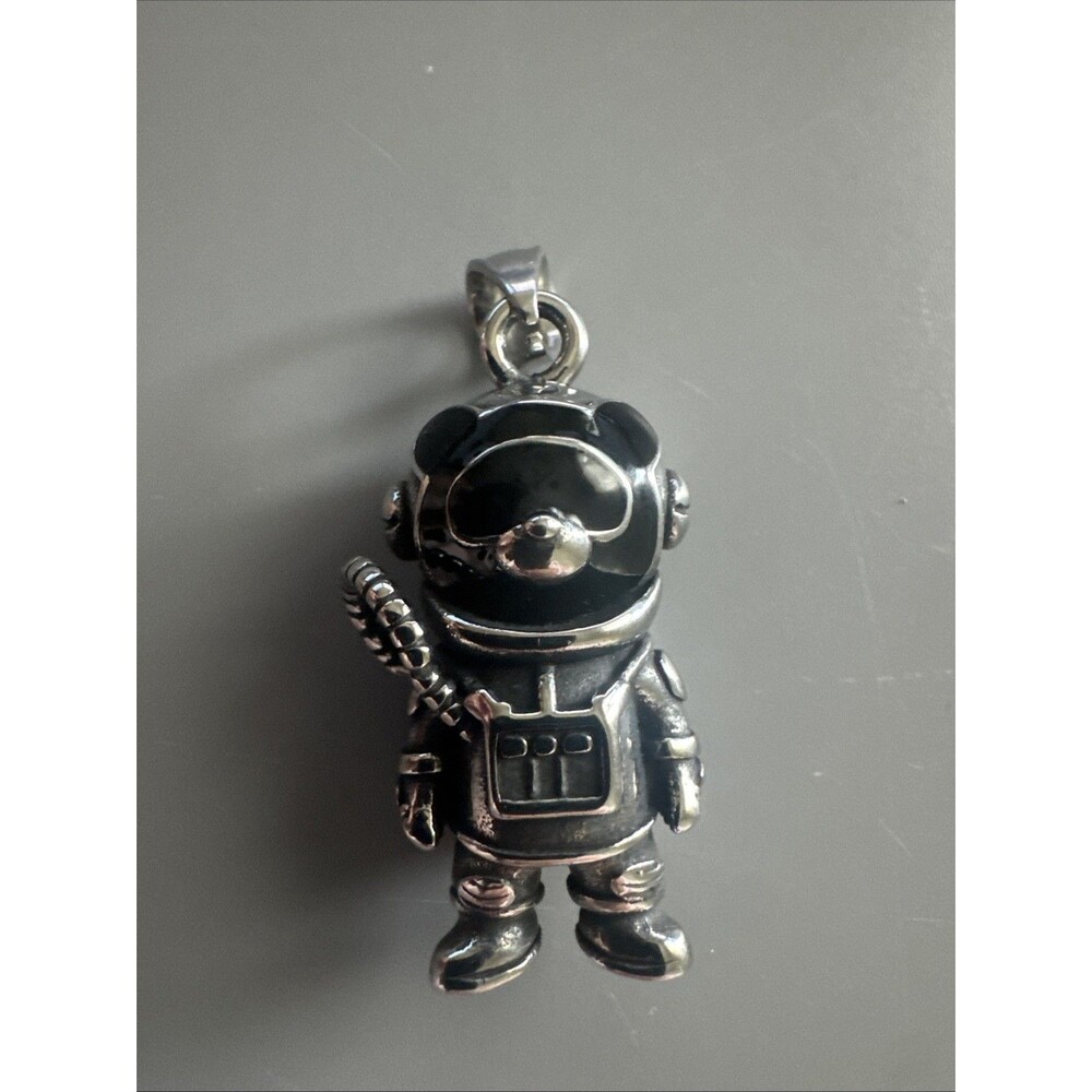 Astronaut Bear Stainless Steel Pendant 24 Inch Cuban Link Chain Gift Trendy